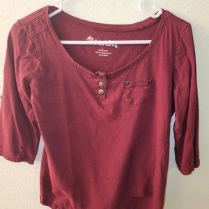 Splash Size Large- 3/4 sleeve burgundy maroon cotton shirt- business casual